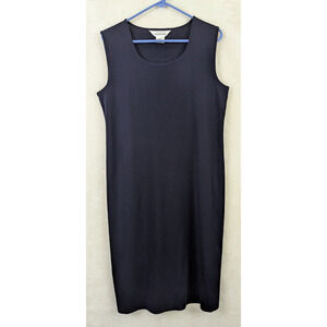 Exclusively Misook sz L Dress sleeveless tank dark blue stretchy acrylic 1007